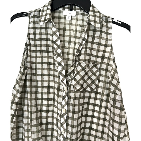 J Jill Green and White Gingham Cotton Silk Sleeveless Blouse Size XS Pe… - Picture 5 of 10
